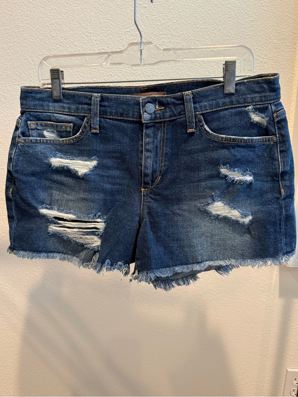 Joe's Jeans Dark Wash Distressed Frayed Hem Denim Shorts